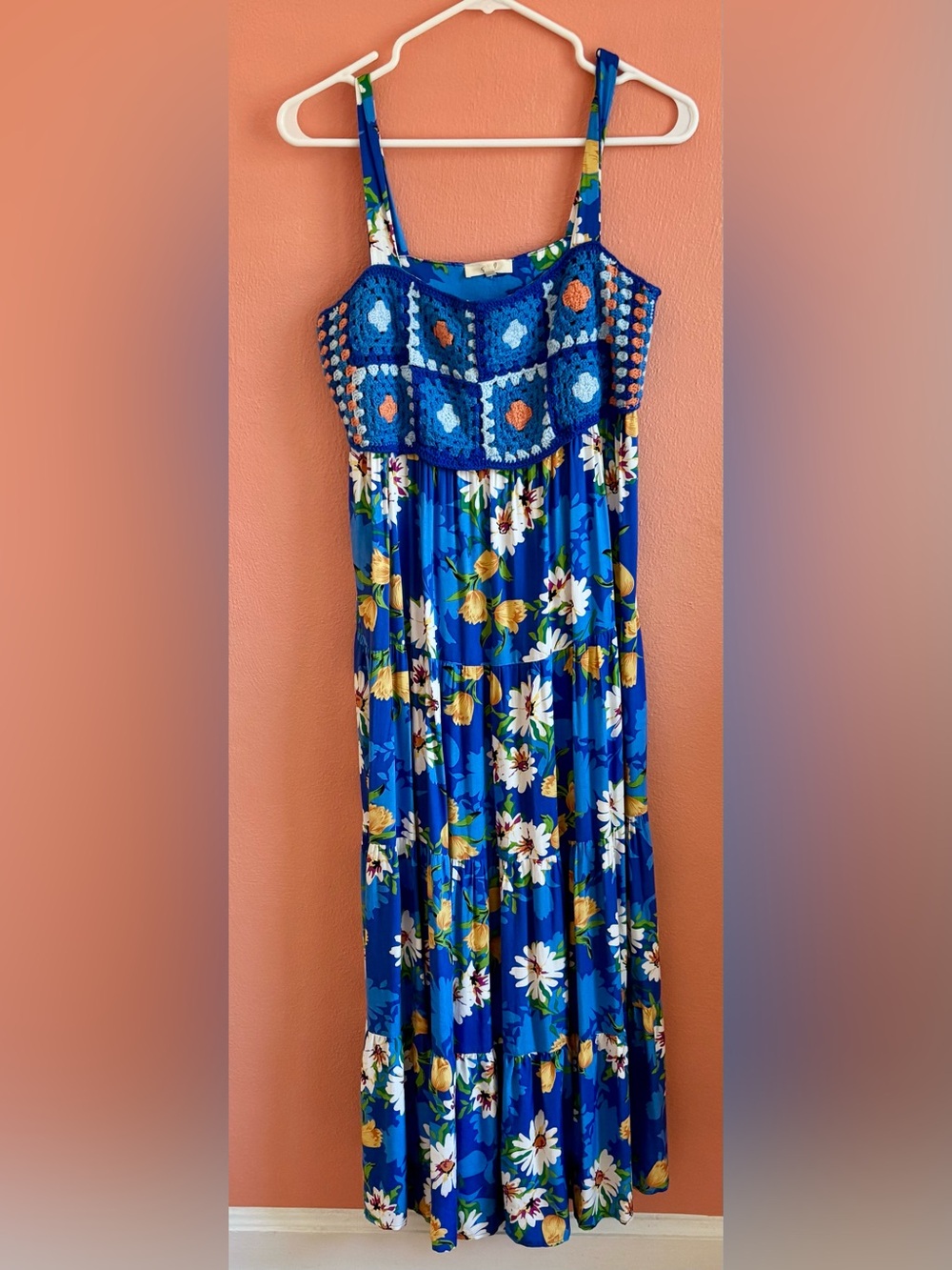 easel Blue Printed Maxi Skirt